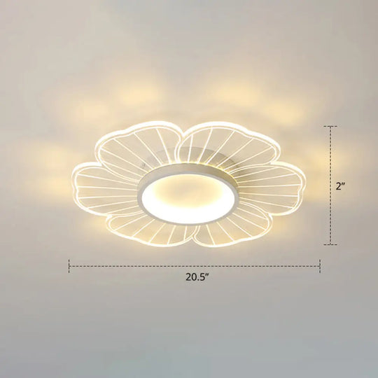 Modern Led Flower Ceiling Mount Light Fixture For Bedroom - Acrylic Flush White / 20.5’ Third Gear