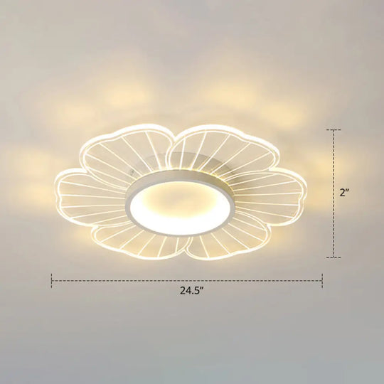 Modern Led Flower Ceiling Mount Light Fixture For Bedroom - Acrylic Flush White / 24.5’ Third Gear