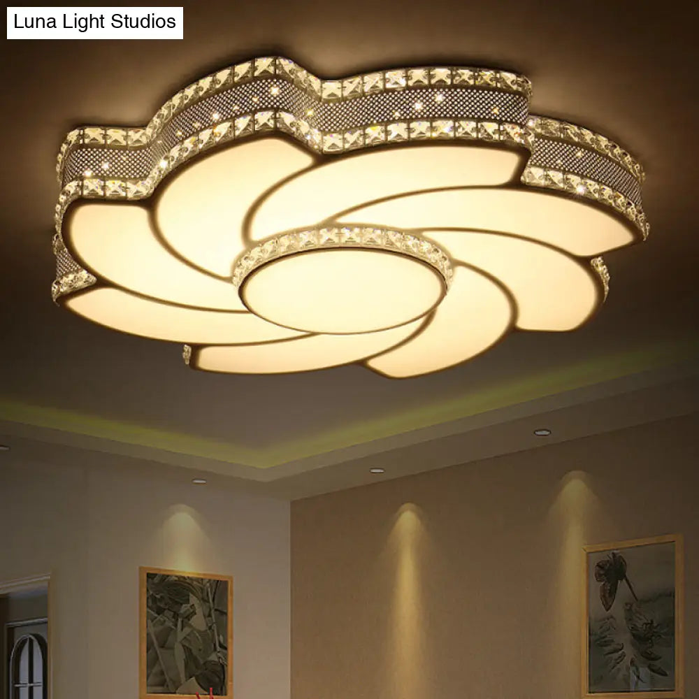 Modern Led Flower Metal Flush Ceiling Light Fixture White/Warm 19/23.5 Wide White / 23.5 Warm