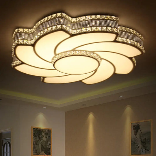 Modern Led Flower Metal Flush Ceiling Light Fixture White/Warm 19’/23.5’ Wide White / 23.5’ Warm