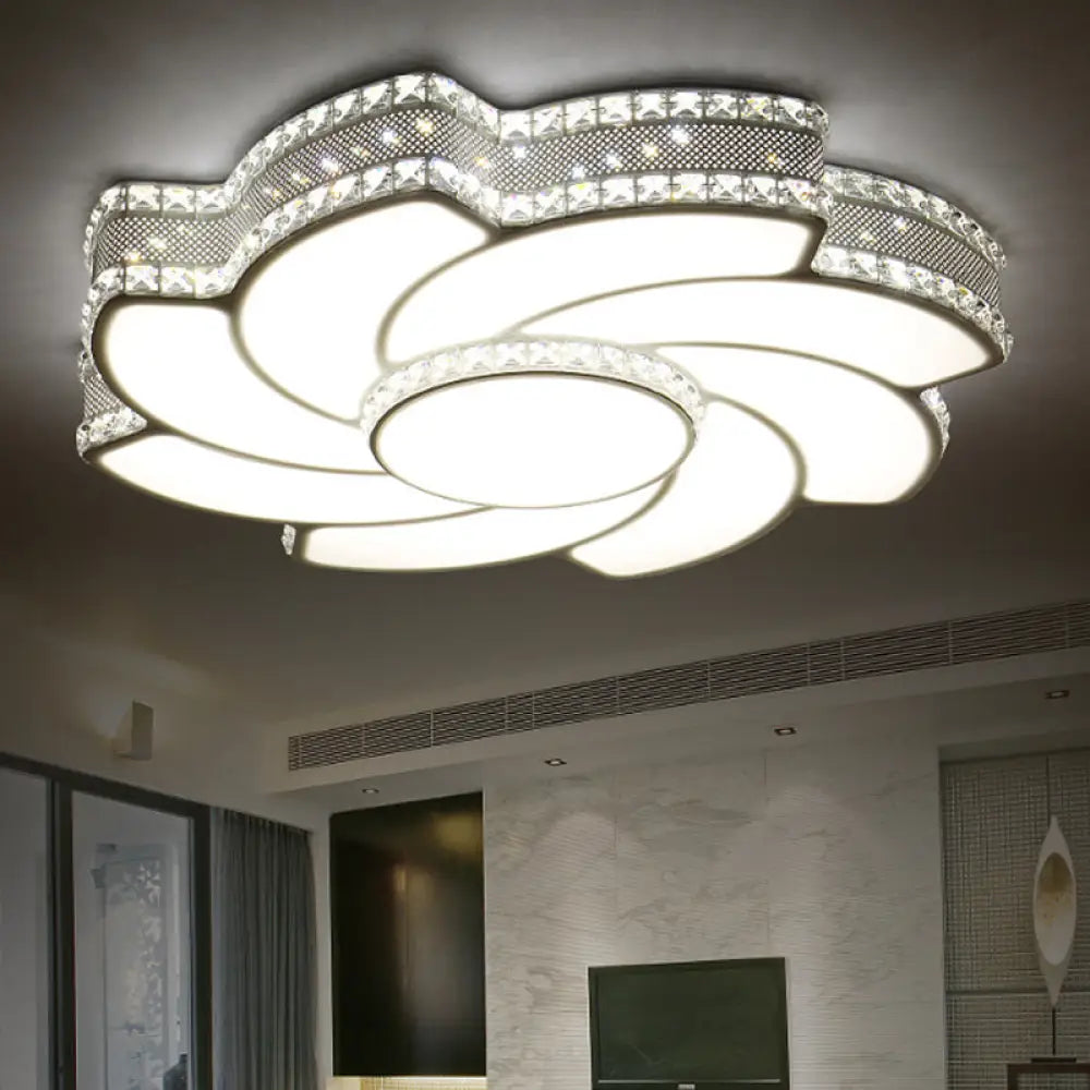 Modern Led Flower Metal Flush Ceiling Light Fixture White/Warm 19’/23.5’ Wide White / 23.5’