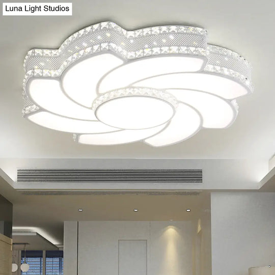 Modern Led Flower Metal Flush Ceiling Light Fixture White/Warm 19’/23.5’ Wide