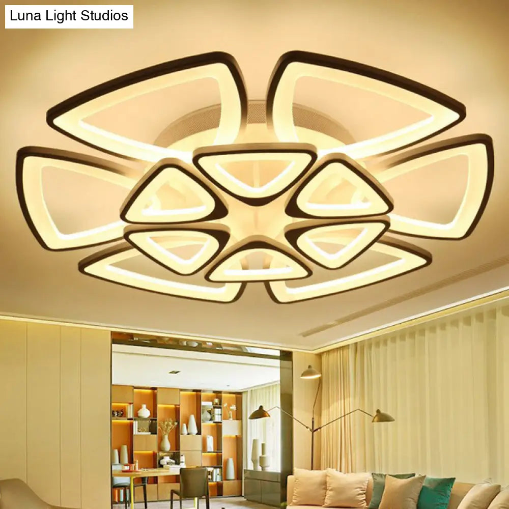 Modern Led Flower Semi Flush Acrylic Ceiling Light Fixture White