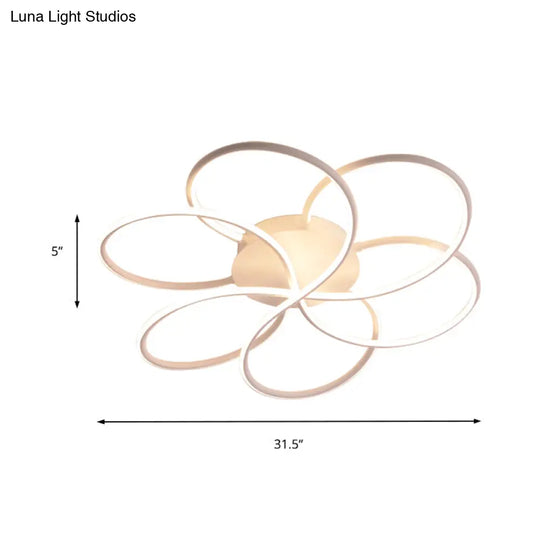 Modern Led Flower-Shaped Acrylic Flush Mount In White/Warm Light - 3 Sizes Available