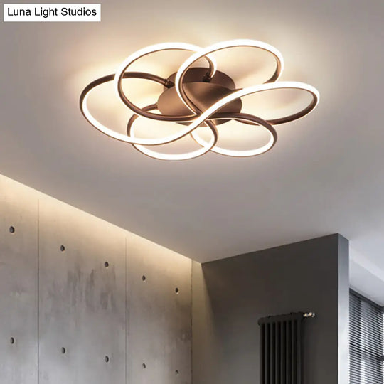 Modern Led Flower-Shaped Acrylic Flush Mount In White/Warm Light - 3 Sizes Available Coffee / 23.5