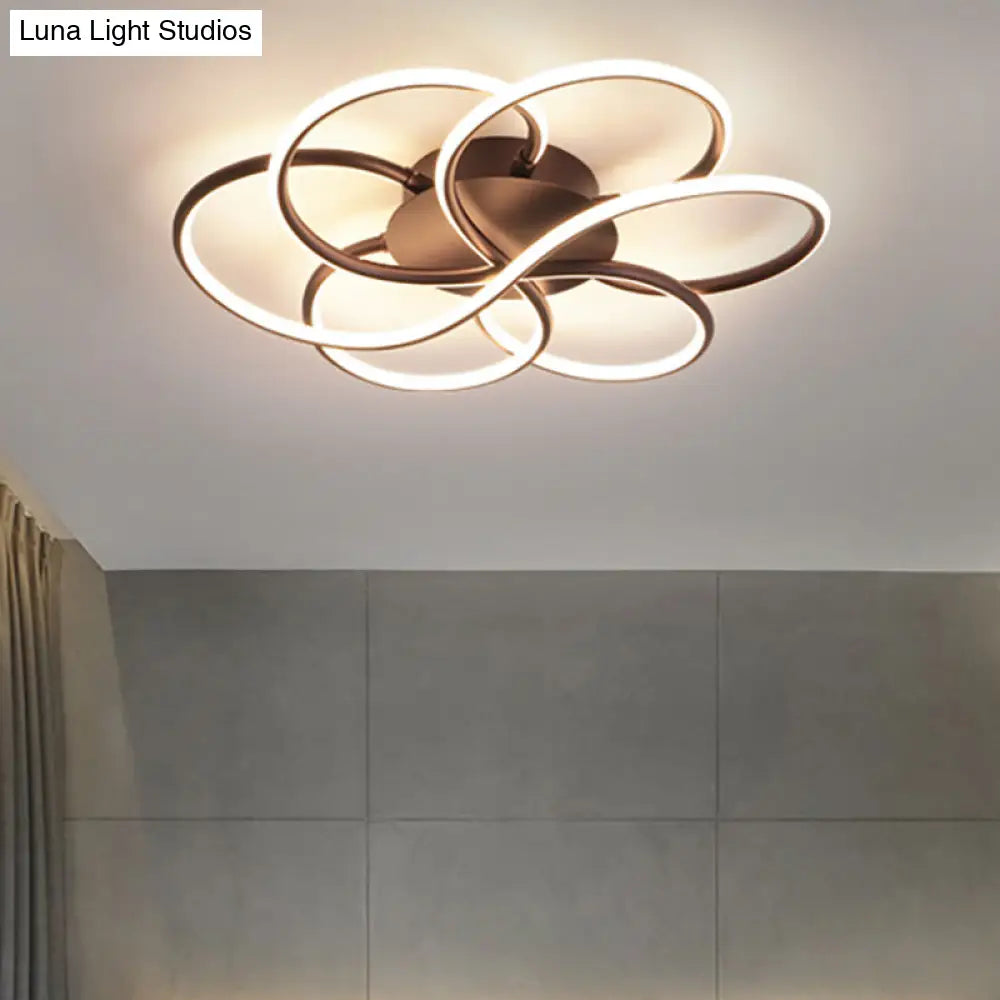 Modern Led Flower-Shaped Acrylic Flush Mount In White/Warm Light - 3 Sizes Available