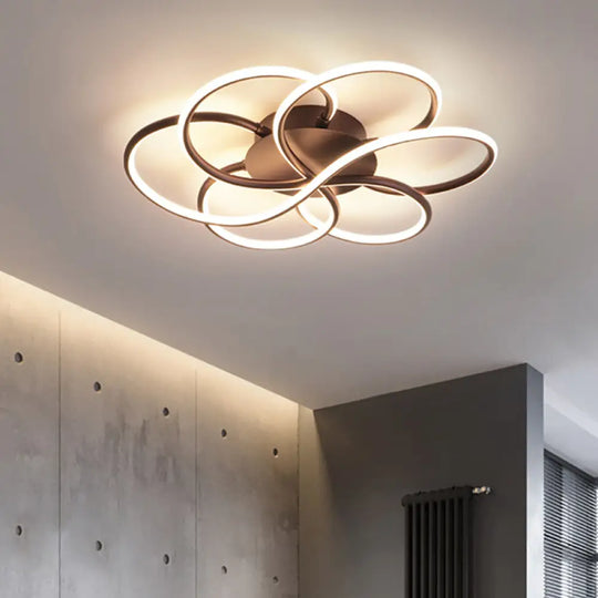 Modern Led Flower-Shaped Acrylic Flush Mount In White/Warm Light - 3 Sizes Available Coffee /