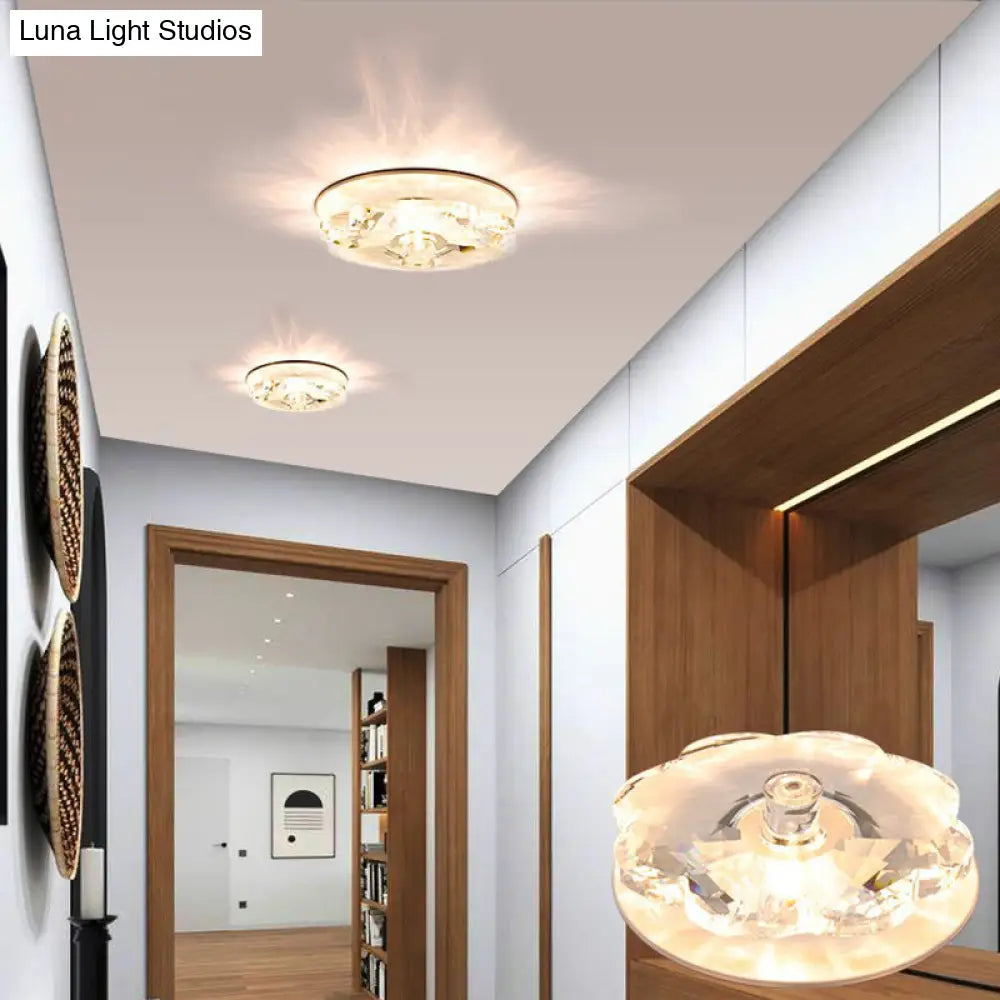 Modern Led Floweret Flushmount Light For Doorway - Clear Crystal