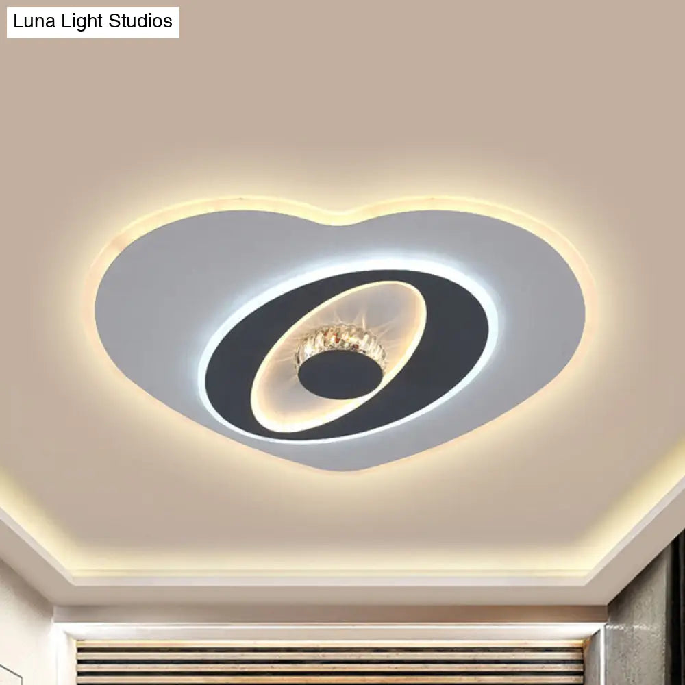 Modern Led Flush Ceiling Lamp - Acrylic Heart Shape Grey And White Adjustable Brightness White-Gray