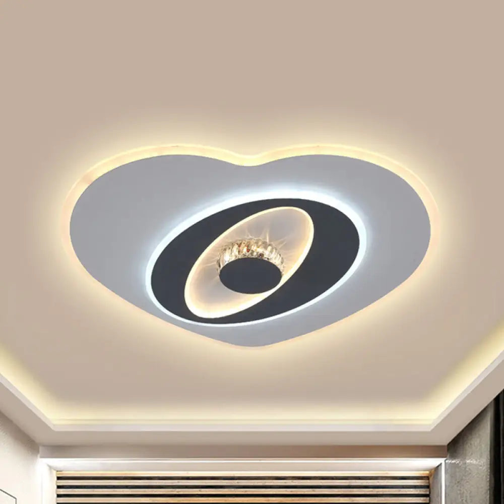 Modern Led Flush Ceiling Lamp - Acrylic Heart Shape Grey And White Adjustable Brightness White -
