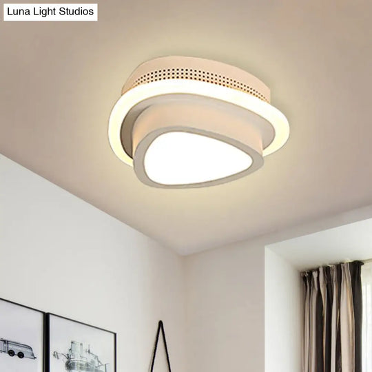 Modern Led Flush Ceiling Lamp In Black/White - Round Square Or Triangle Acrylic Design For Corridor