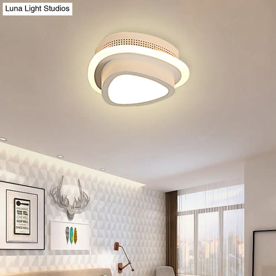 Modern Led Flush Ceiling Lamp In Black/White - Round Square Or Triangle Acrylic Design For Corridor