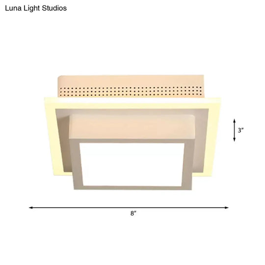 Modern Led Flush Ceiling Lamp In Black/White - Round Square Or Triangle Acrylic Design For Corridor