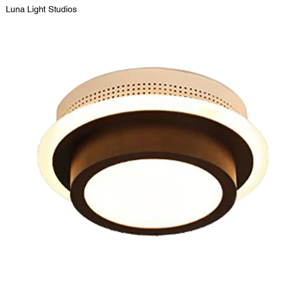 Modern Led Flush Ceiling Lamp In Black/White - Round Square Or Triangle Acrylic Design For Corridor