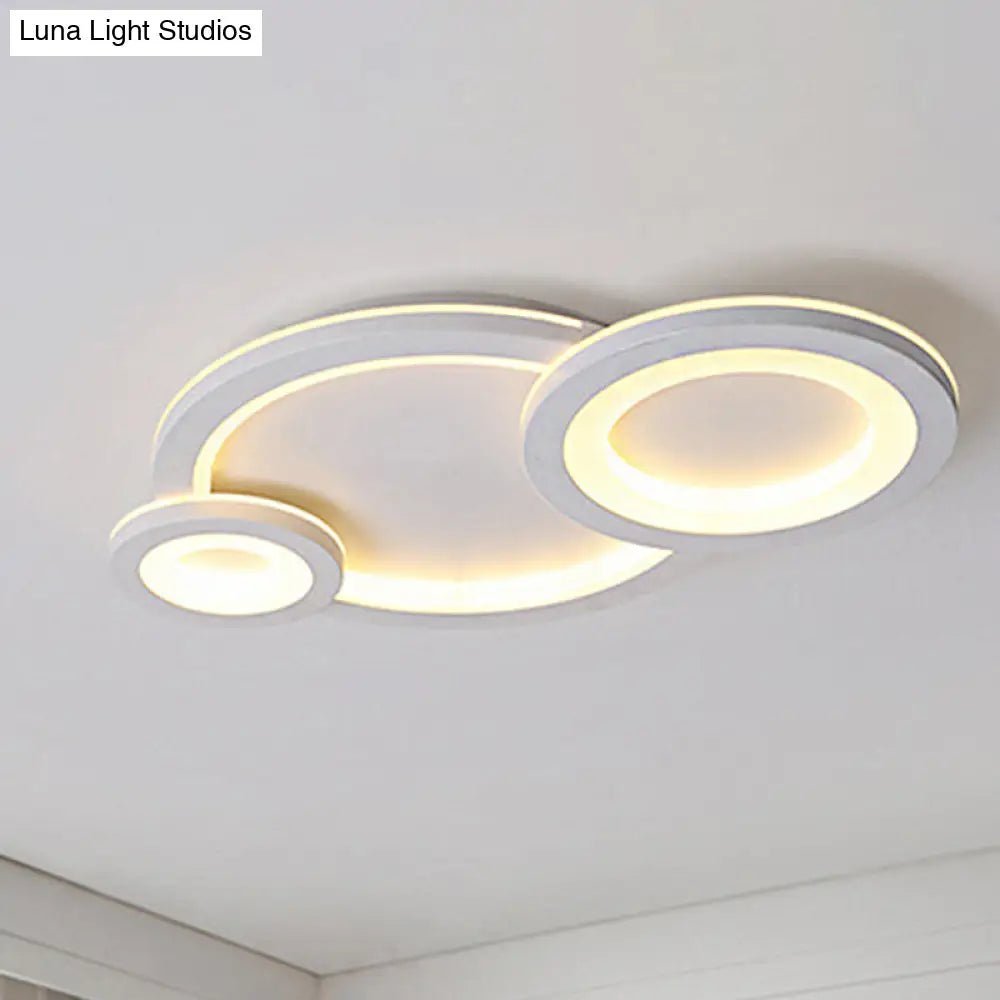 Modern Led Flush Ceiling Lamp With Acrylic Shade - Grey/White Round Mount Warm/White Light