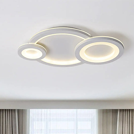 Modern Led Flush Ceiling Lamp With Acrylic Shade - Grey/White Round Mount Warm/White Light White /