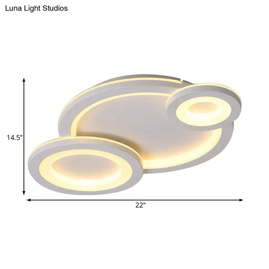 Modern Led Flush Ceiling Lamp With Acrylic Shade - Grey/White Round Mount Warm/White Light