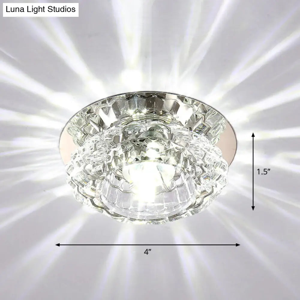 Modern Led Flush Ceiling Light Clear Crystal Floral Design For Entryway / White