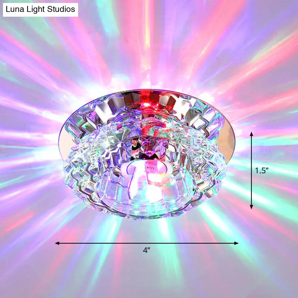 Modern Led Flush Ceiling Light Clear Crystal Floral Design For Entryway / Multi Color