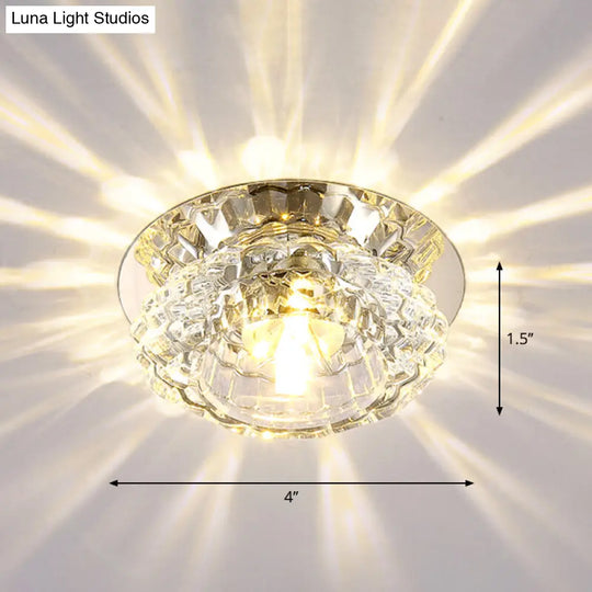 Modern Led Flush Ceiling Light Clear Crystal Floral Design For Entryway / Warm