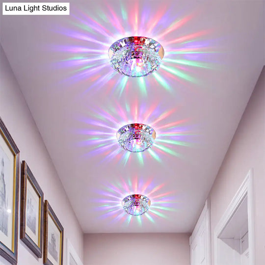 Modern Led Flush Ceiling Light Clear Crystal Floral Design For Entryway