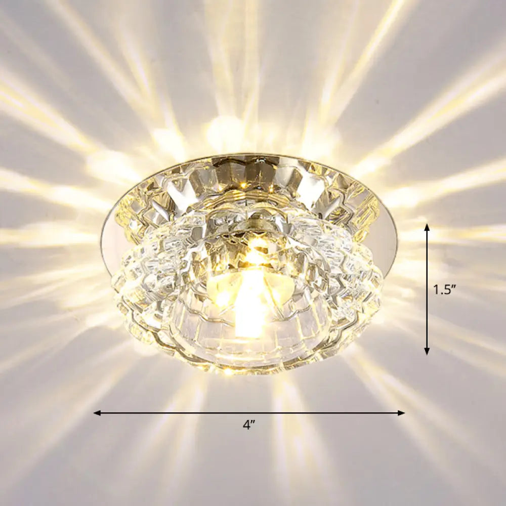 Modern Led Flush Ceiling Light – Clear Crystal Floral Design For Entryway / Warm