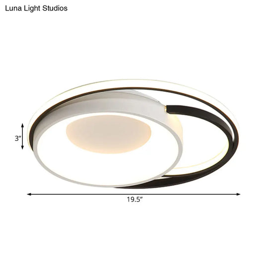 Modern Led Flush Ceiling Light In White Acrylic - Round/Square/Rectangular Shape Warm/White Mounted