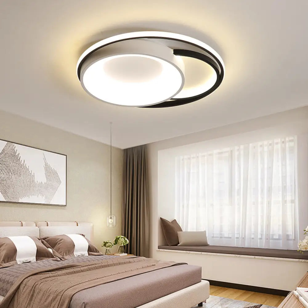 Modern Led Flush Ceiling Light In White Acrylic - Round/Square/Rectangular Shape Warm/White Mounted