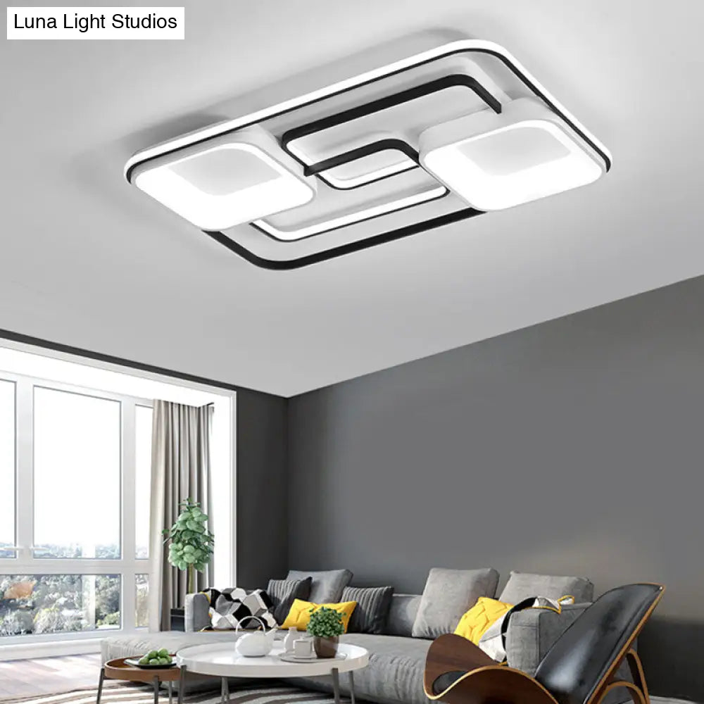 Modern Led Flush Ceiling Light In White Acrylic - Round/Square/Rectangular Shape Warm/White Mounted