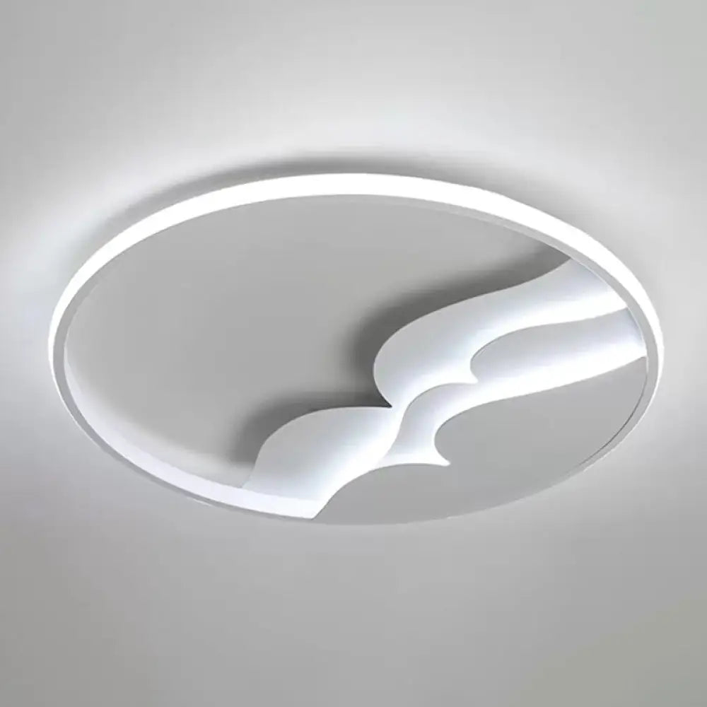 Modern Led Flush Ceiling Light With Artistic Acrylic White Ring And Mountain Decor / 21’ B