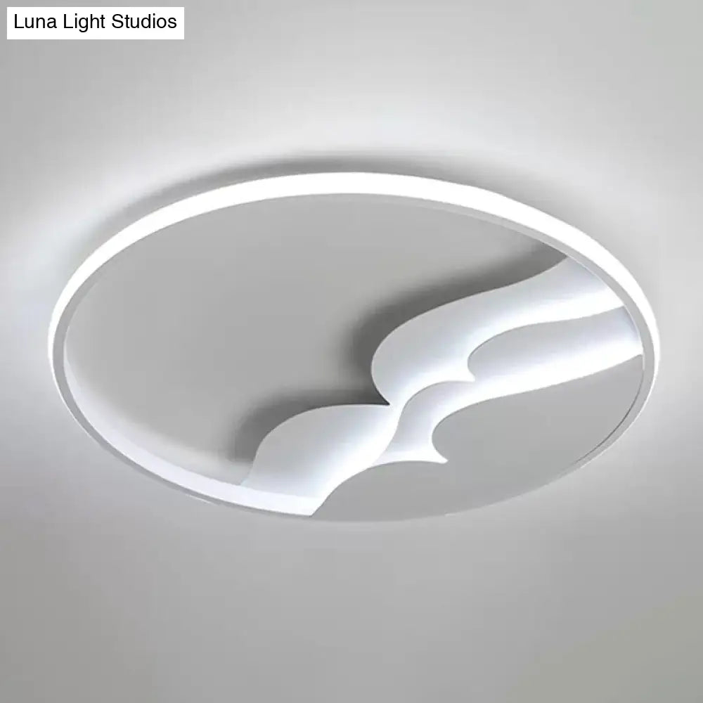 Modern Led Flush Ceiling Light With Artistic Acrylic White Ring And Mountain Decor / 21 B