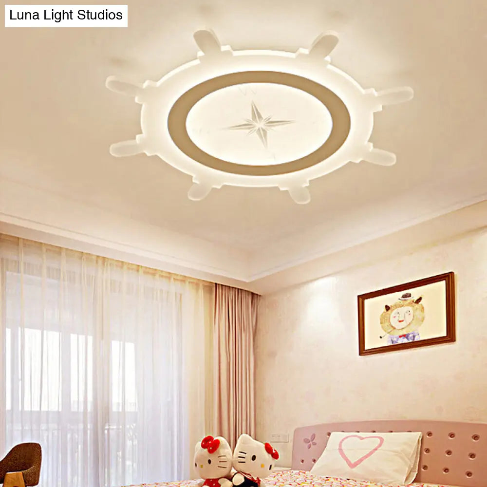 Modern Led Flush Ceiling Light With Rudder Acrylic Shade - Ideal For Child Bedroom