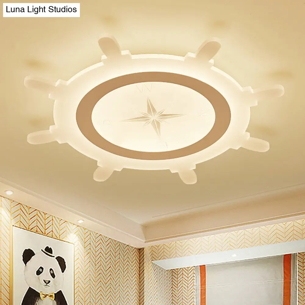 Modern Led Flush Ceiling Light With Rudder Acrylic Shade - Ideal For Child Bedroom