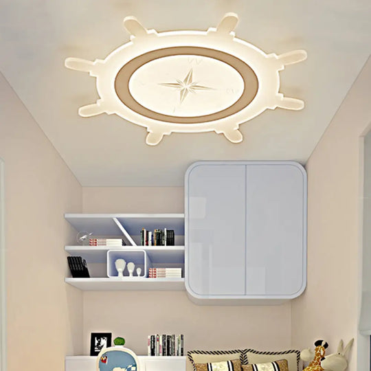Modern Led Flush Ceiling Light With Rudder Acrylic Shade - Ideal For Child Bedroom White