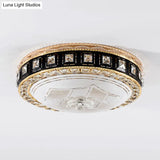 Modern Led Flush Crystal Ceiling Fixture In Black For Bedroom