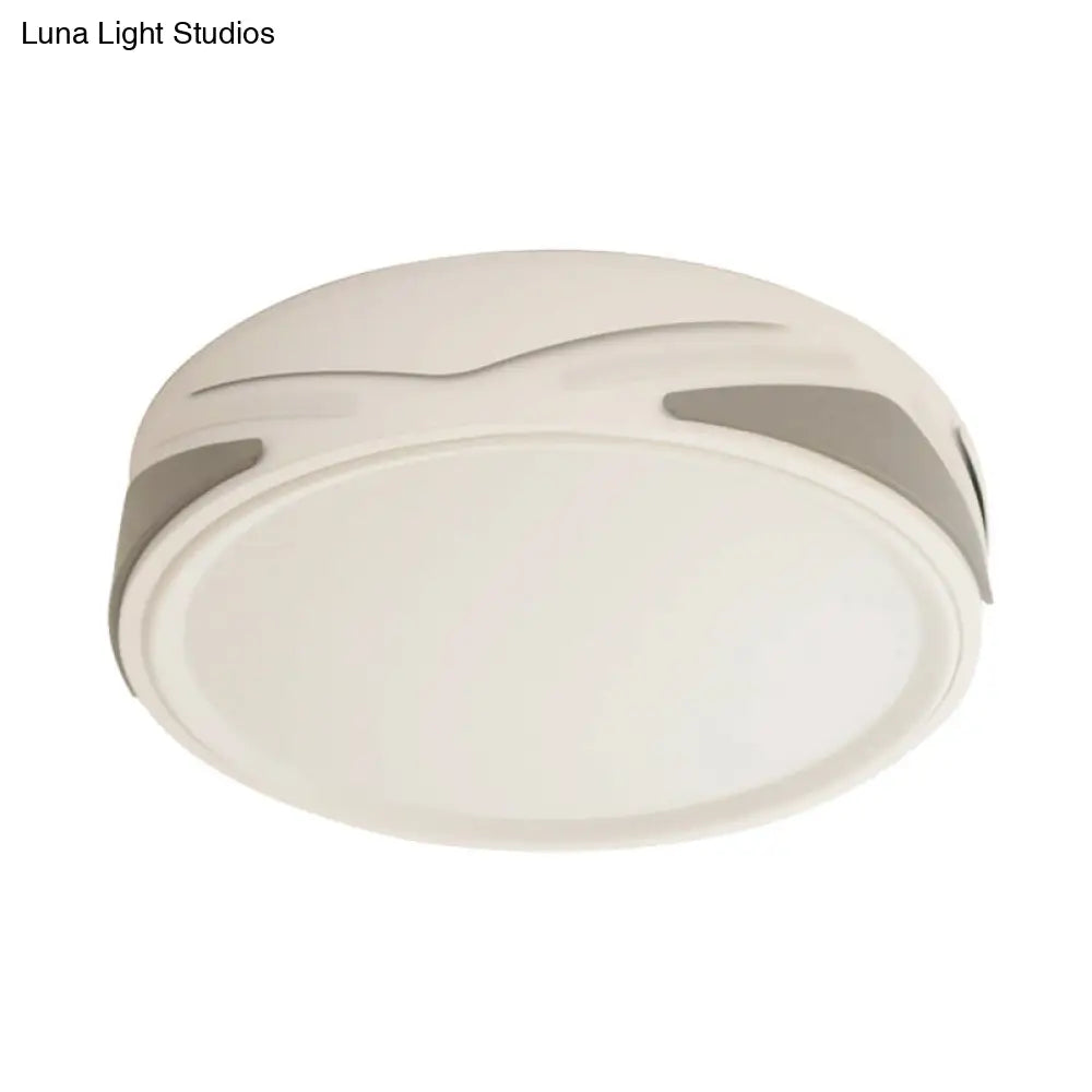 Modern Led Flush Light Fixture - 18.5’/21.5’ Wide White Ceiling Mount Round Metal Shade