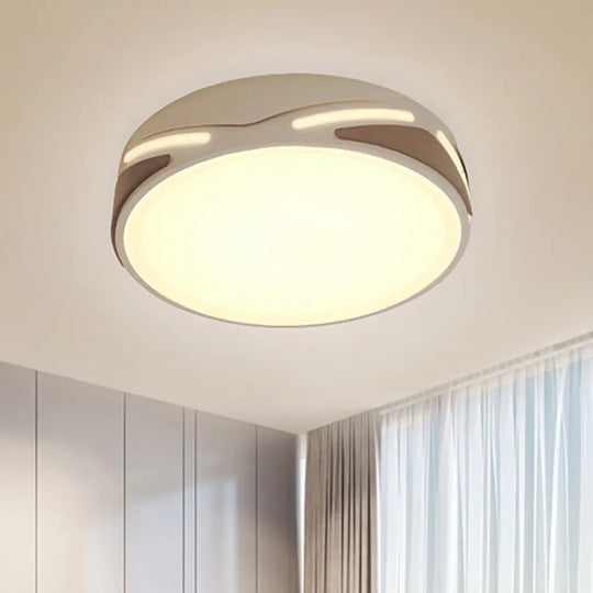 Modern Led Flush Light Fixture - 18.5’/21.5’ Wide White Ceiling Mount Round Metal Shade