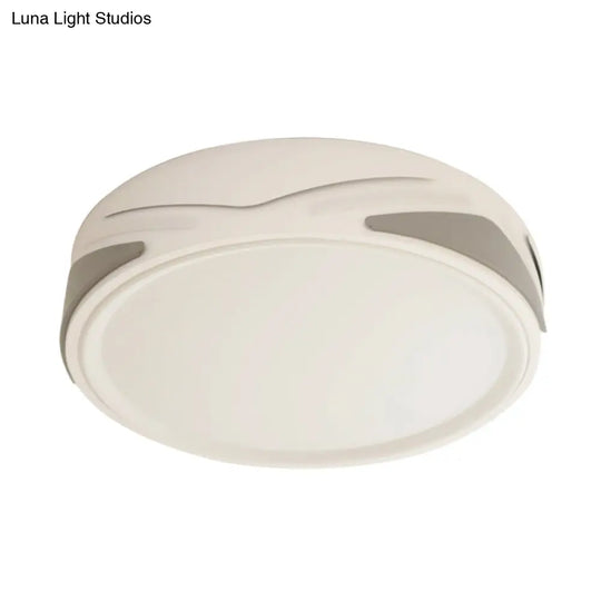 Modern Led Flush Light Fixture - 18.5/21.5 Wide White Ceiling Mount Round Metal Shade
