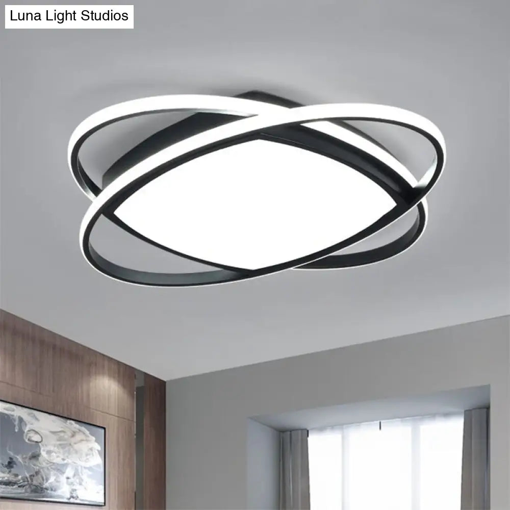 Modern Led Flush Light Fixture In Metallic Black - Square And Oval Mount 19.5/23.5 Width / 19.5