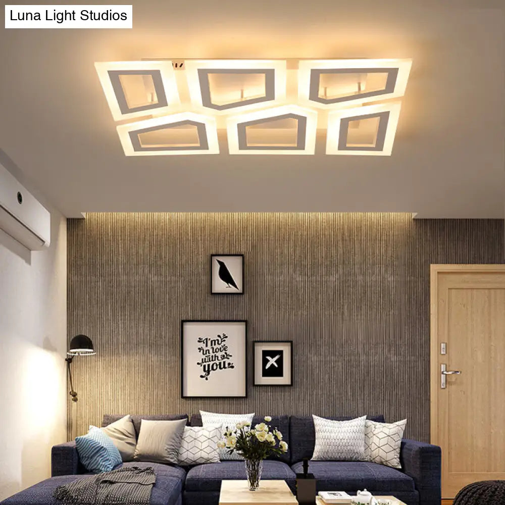 Modern Led Flush Light For Bedroom | Square/Rectangular Splicing Warm/White 16/24.5/37.5 W White /