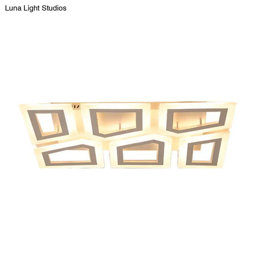 Modern Led Flush Light For Bedroom | Square/Rectangular Splicing Warm/White 16/24.5/37.5 W