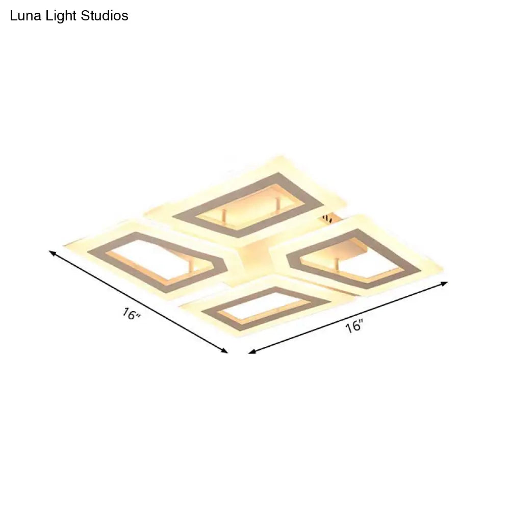 Modern Led Flush Light For Bedroom | Square/Rectangular Splicing Warm/White 16’/24.5’/37.5’ W