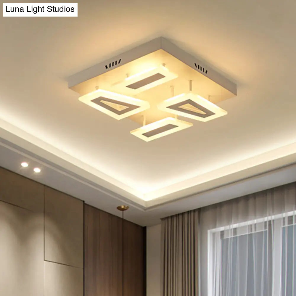 Modern Led Flush Light For Bedroom | Square/Rectangular Splicing Warm/White 16’/24.5’/37.5’ W