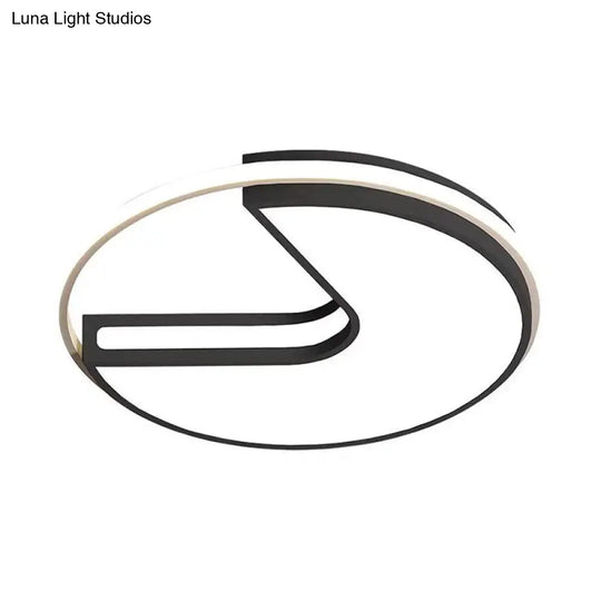 Modern Led Flush Light In Black & White - Big Mouth Design 16’/19.5’ Width Warm Options