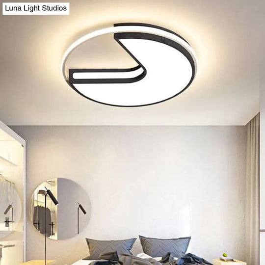 Modern Led Flush Light In Black & White - Big Mouth Design 16/19.5 Width Warm Options Black-White /