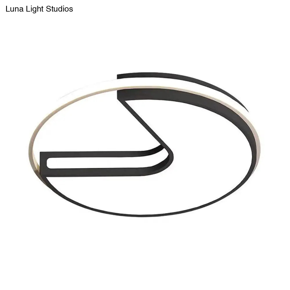 Modern Led Flush Light In Black & White - Big Mouth Design 16/19.5 Width Warm Options