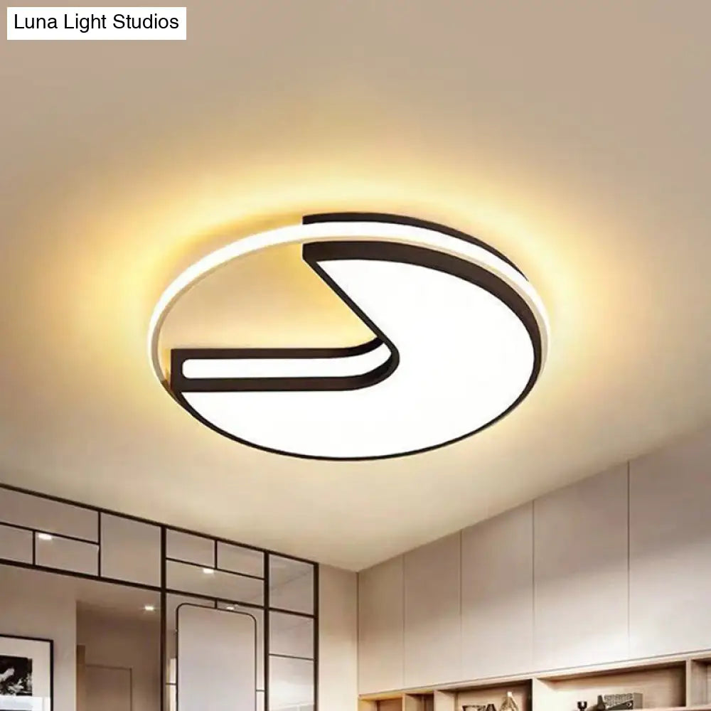 Modern Led Flush Light In Black & White - Big Mouth Design 16/19.5 Width Warm Options