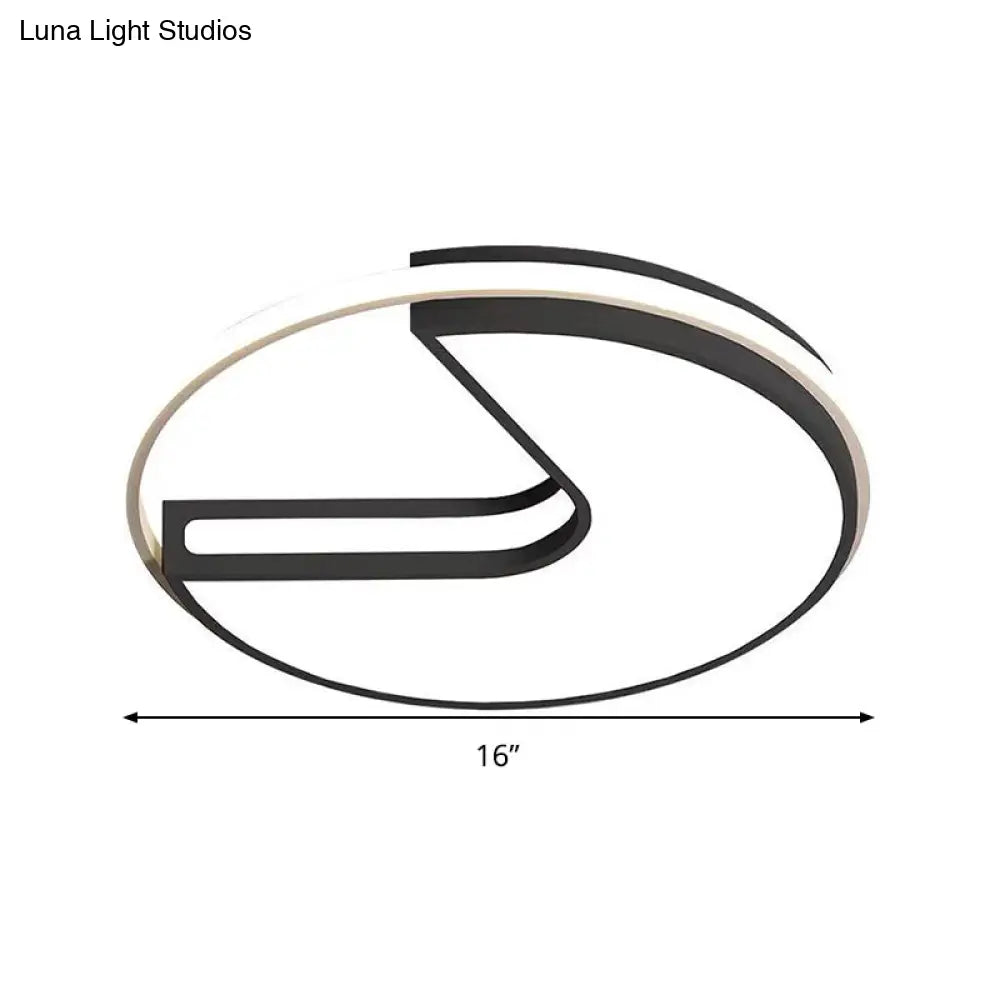 Modern Led Flush Light In Black & White - Big Mouth Design 16’/19.5’ Width Warm Options