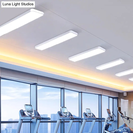 Modern Led Flush Light With Rectangular Acrylic Shade - Office Ceiling Mounted