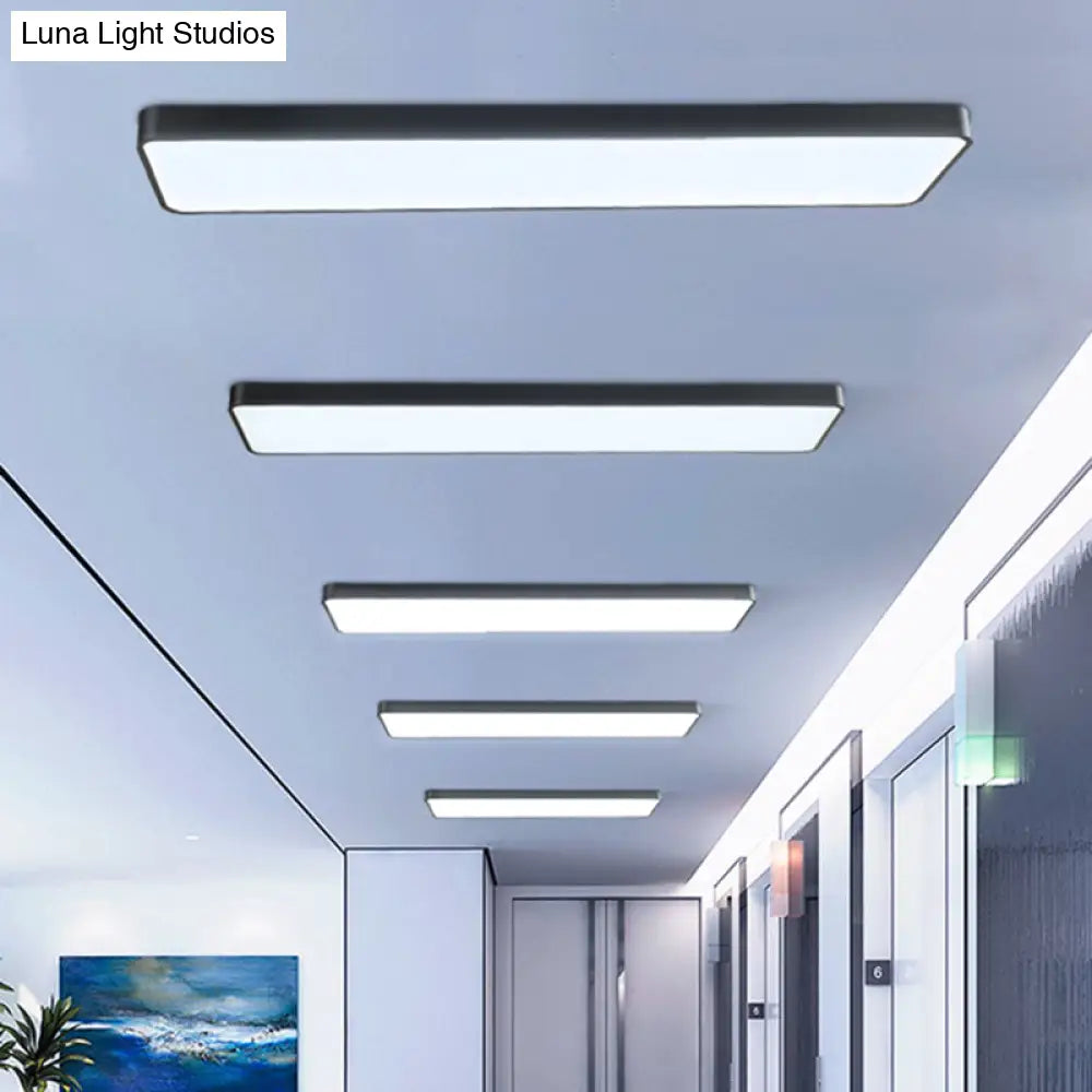 Modern Led Flush Light With Rectangular Acrylic Shade - Office Ceiling Mounted